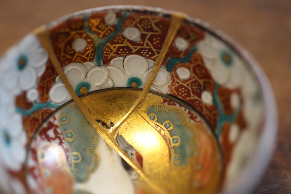 古伊万里 染付 六寸皿 江戸時代 骨董 アンティーク 金継ぎ 有田焼