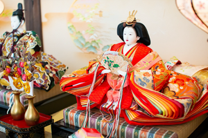 Japanese traditional hina dolls for Girl's Festival on March 3rd